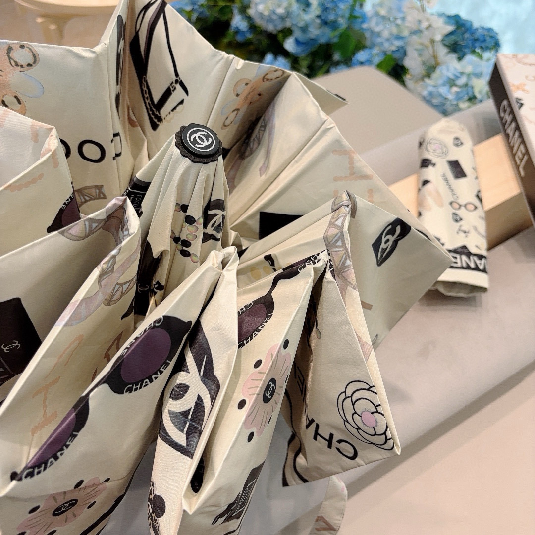  CHANEL（香奈儿）三折自动折叠晴雨伞 选用台湾进口UV防紫外线伞布 原单代工级品质 2色