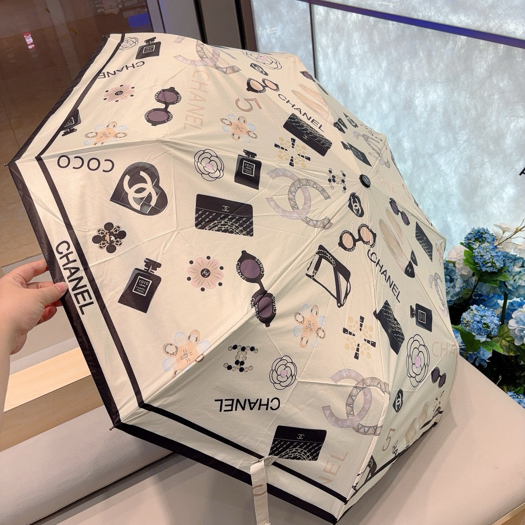  CHANEL（香奈儿）三折自动折叠晴雨伞 选用台湾进口UV防紫外线伞布 原单代工级品质 2色