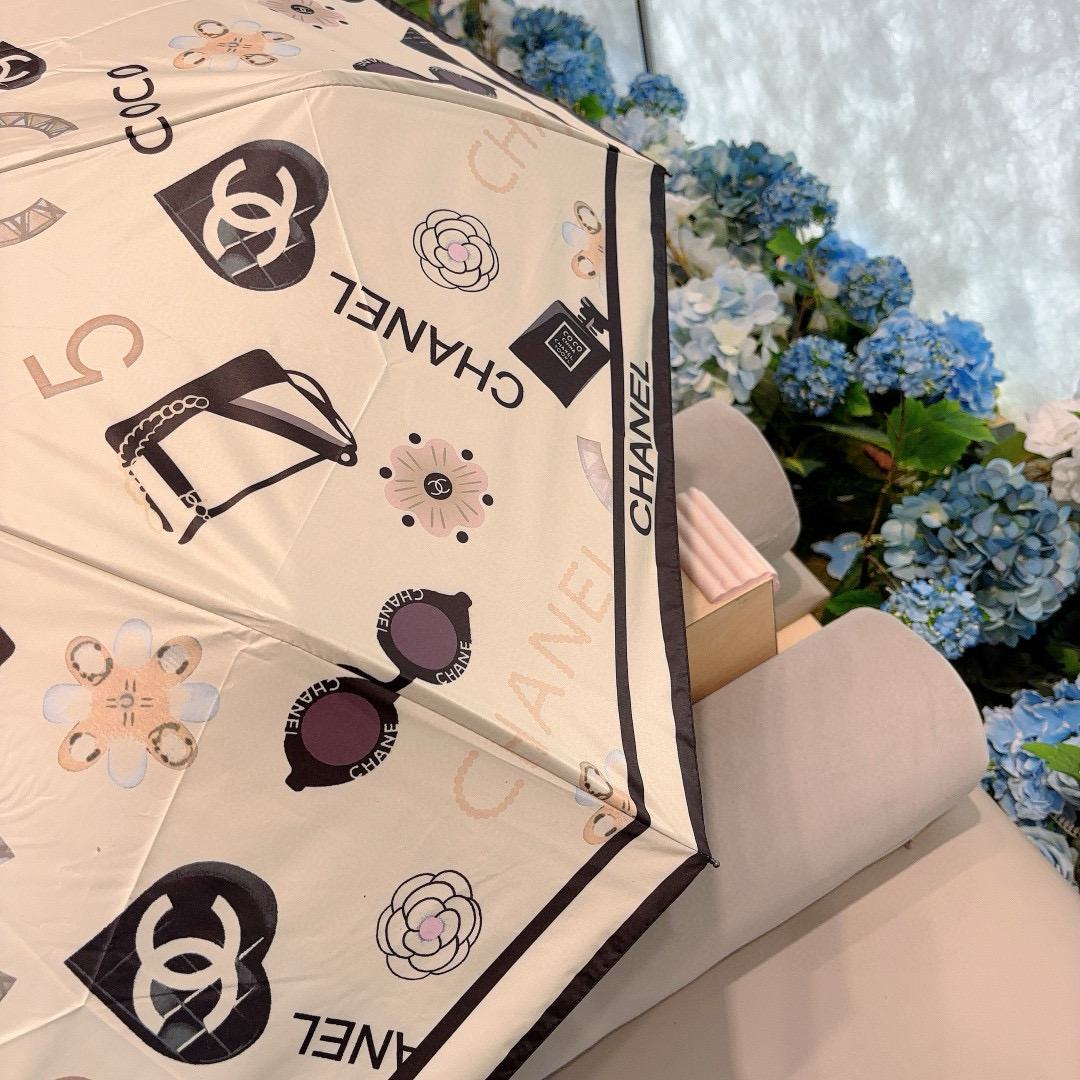  CHANEL（香奈儿）三折自动折叠晴雨伞 选用台湾进口UV防紫外线伞布 原单代工级品质 2色