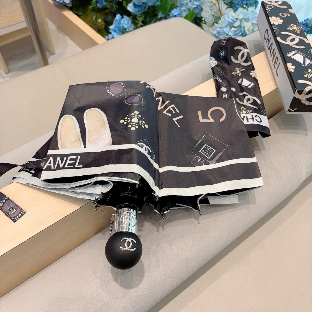  CHANEL（香奈儿）三折自动折叠晴雨伞 选用台湾进口UV防紫外线伞布 原单代工级品质 2色
