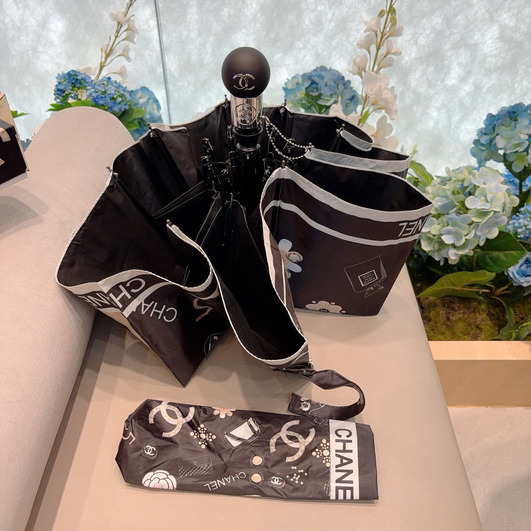  CHANEL（香奈儿）三折自动折叠晴雨伞 选用台湾进口UV防紫外线伞布 原单代工级品质 2色