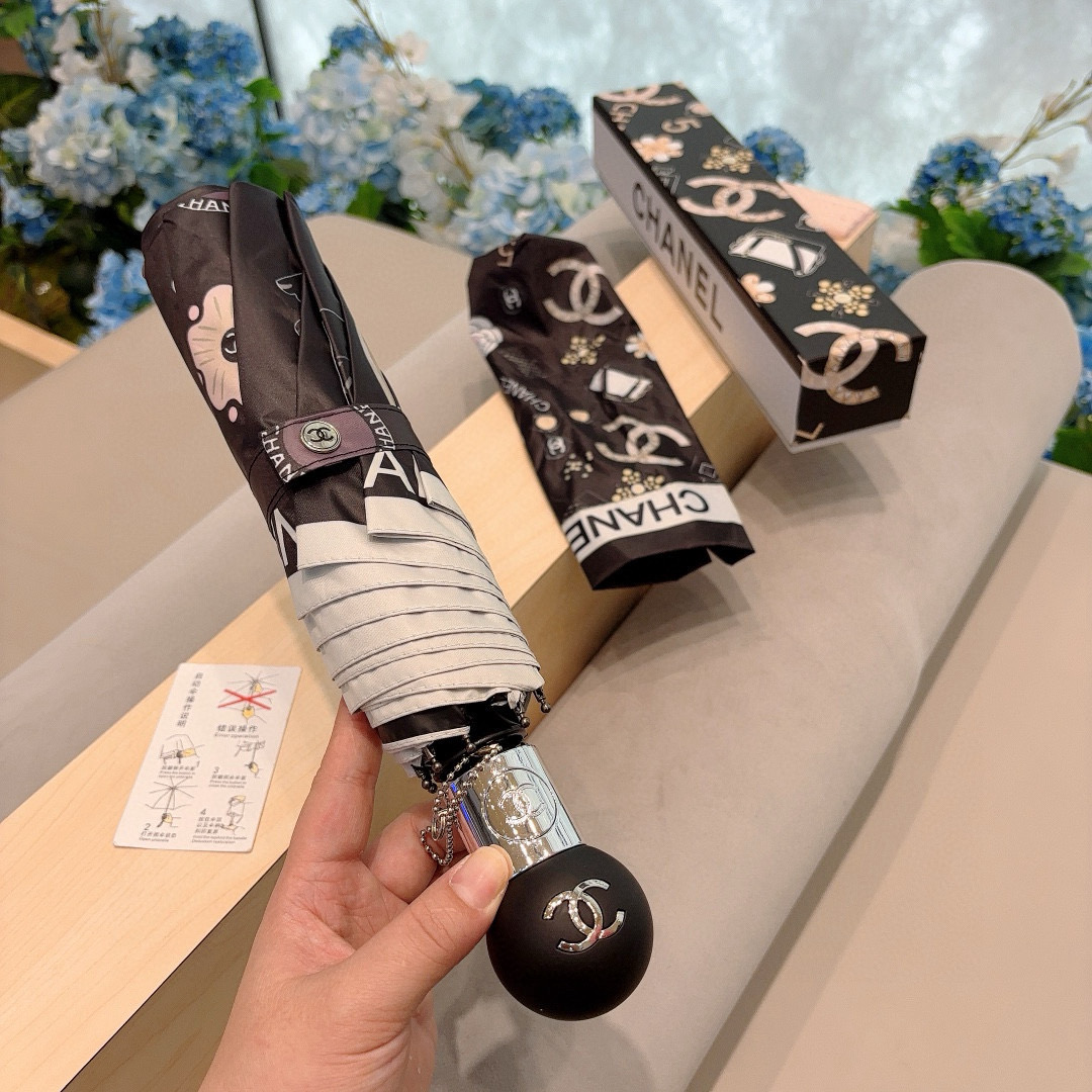 CHANEL（香奈儿）三折自动折叠晴雨伞 选用台湾进口UV防紫外线伞布 原单代工级品质 2色