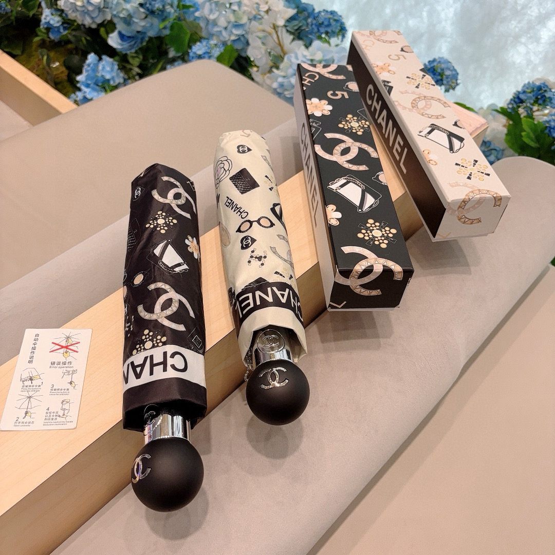  CHANEL（香奈儿）三折自动折叠晴雨伞 选用台湾进口UV防紫外线伞布 原单代工级品质 2色