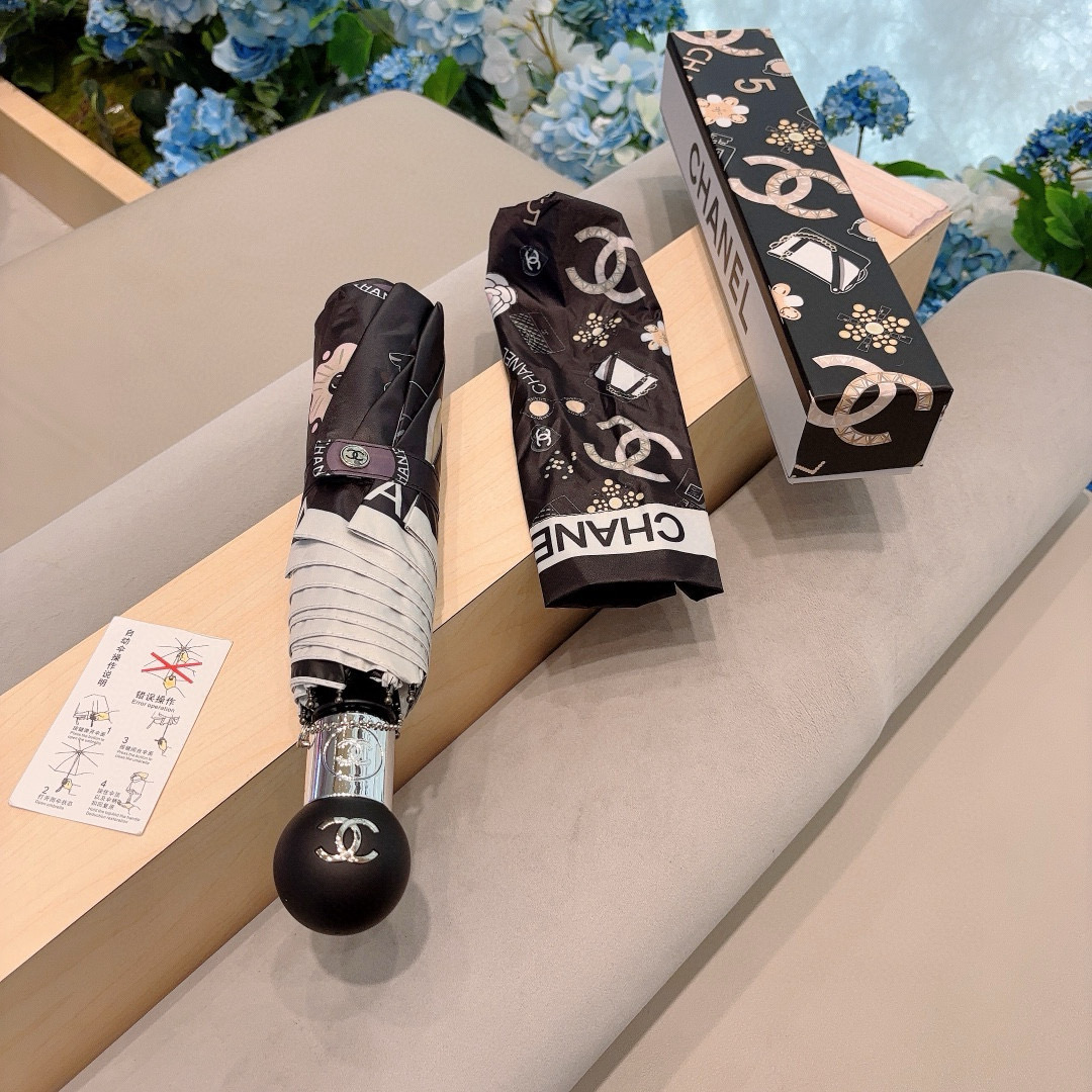  CHANEL（香奈儿）三折自动折叠晴雨伞 选用台湾进口UV防紫外线伞布 原单代工级品质 2色