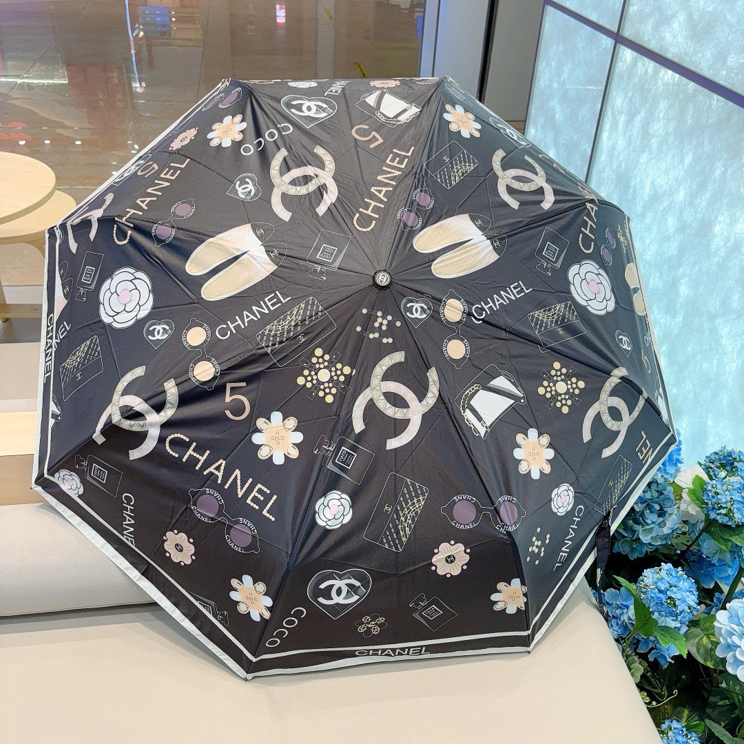  CHANEL（香奈儿）三折自动折叠晴雨伞 选用台湾进口UV防紫外线伞布 原单代工级品质 2色