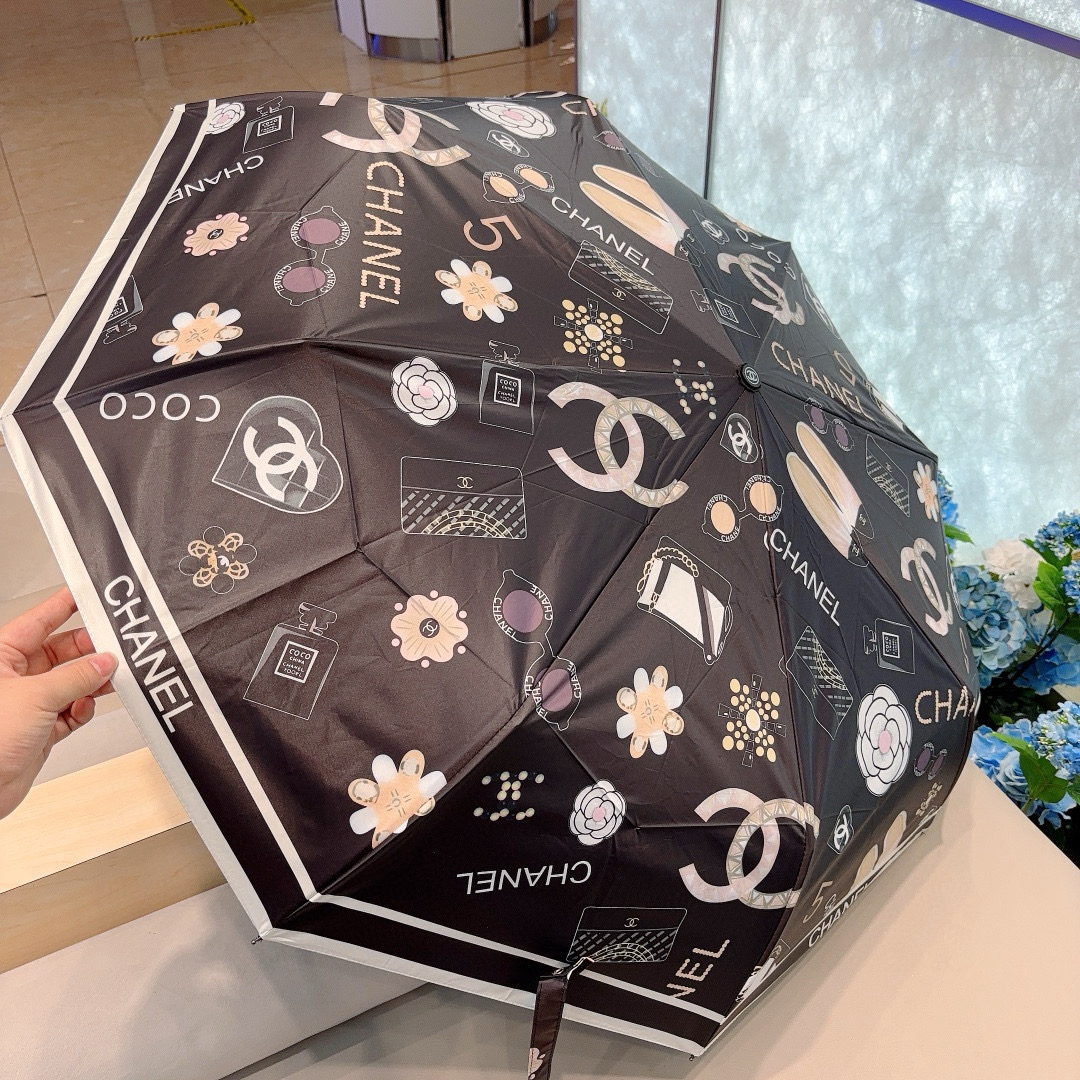  CHANEL（香奈儿）三折自动折叠晴雨伞 选用台湾进口UV防紫外线伞布 原单代工级品质 2色