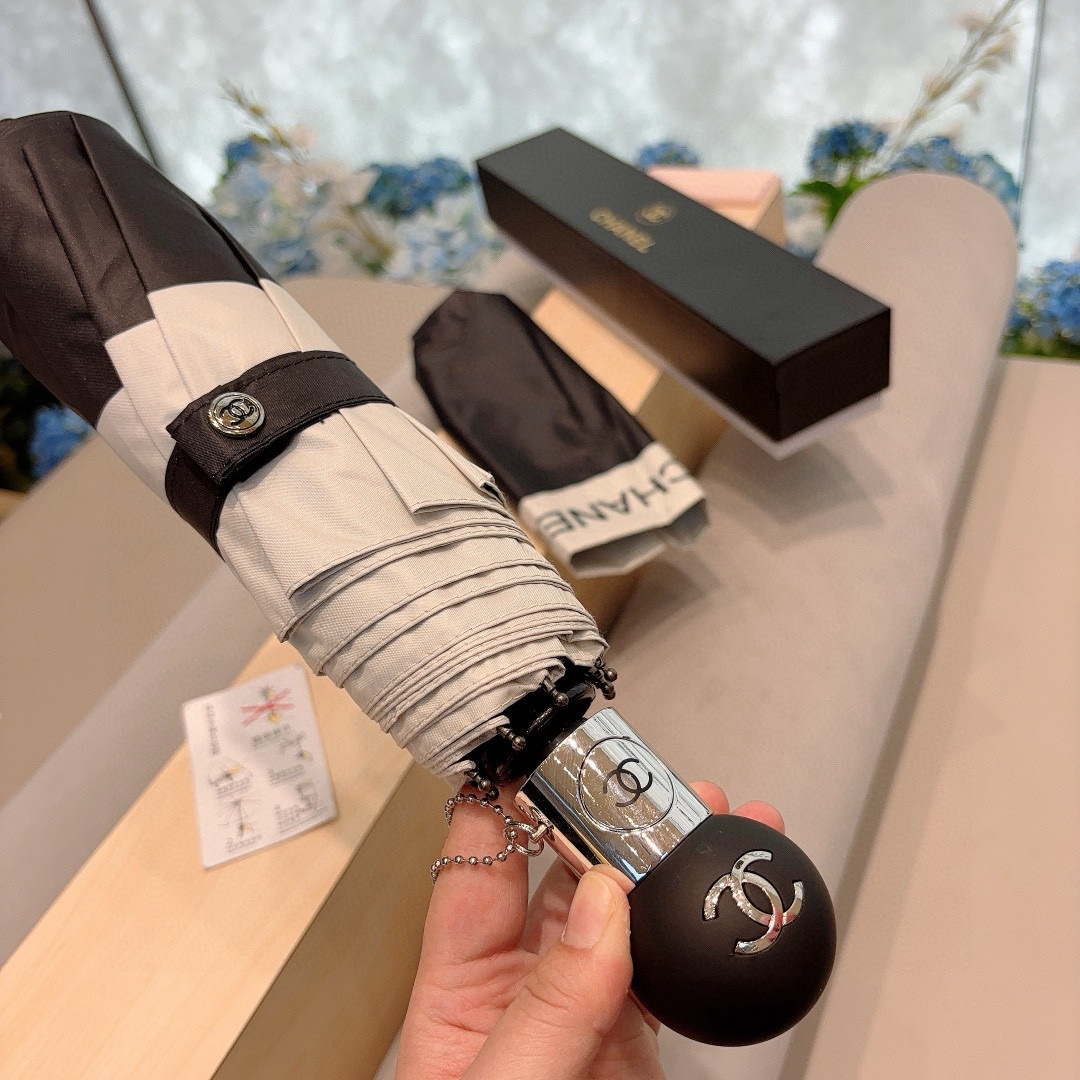 CHANEL（香奈儿）三折自动折叠晴雨伞 选用台湾进口UV防紫外线伞布 原单代工级品质 2色