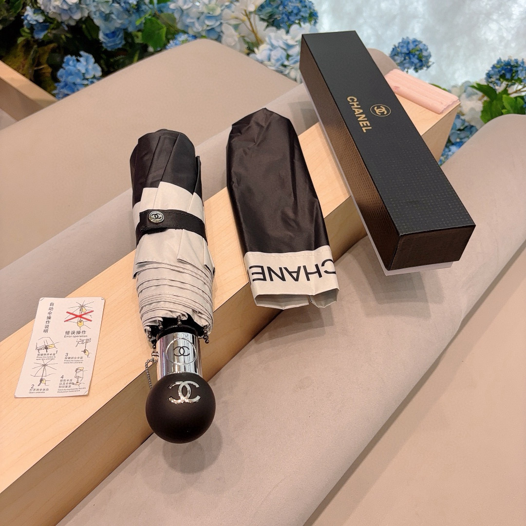  CHANEL（香奈儿）三折自动折叠晴雨伞 选用台湾进口UV防紫外线伞布 原单代工级品质 2色