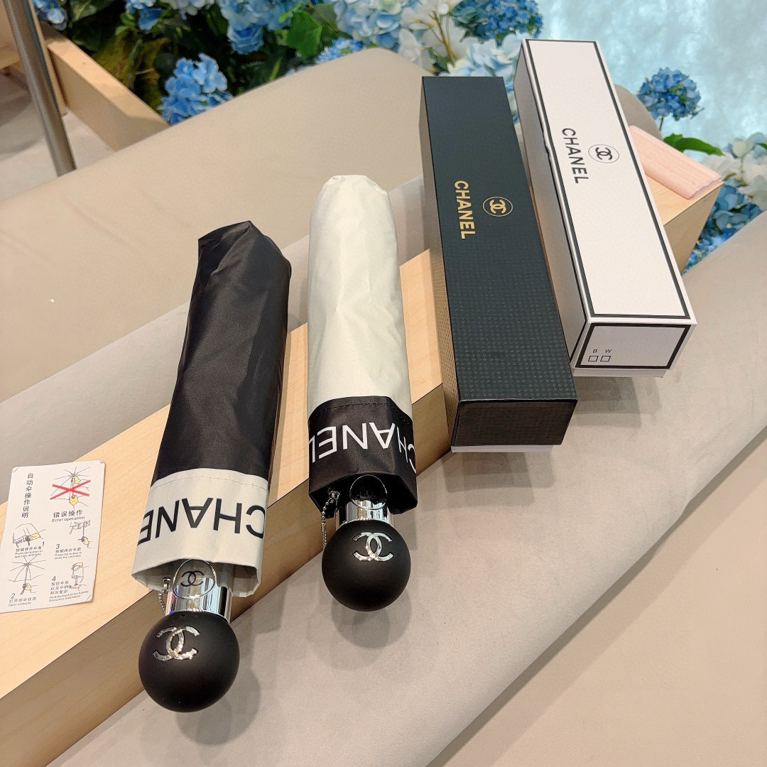  CHANEL（香奈儿）三折自动折叠晴雨伞 选用台湾进口UV防紫外线伞布 原单代工级品质 2色