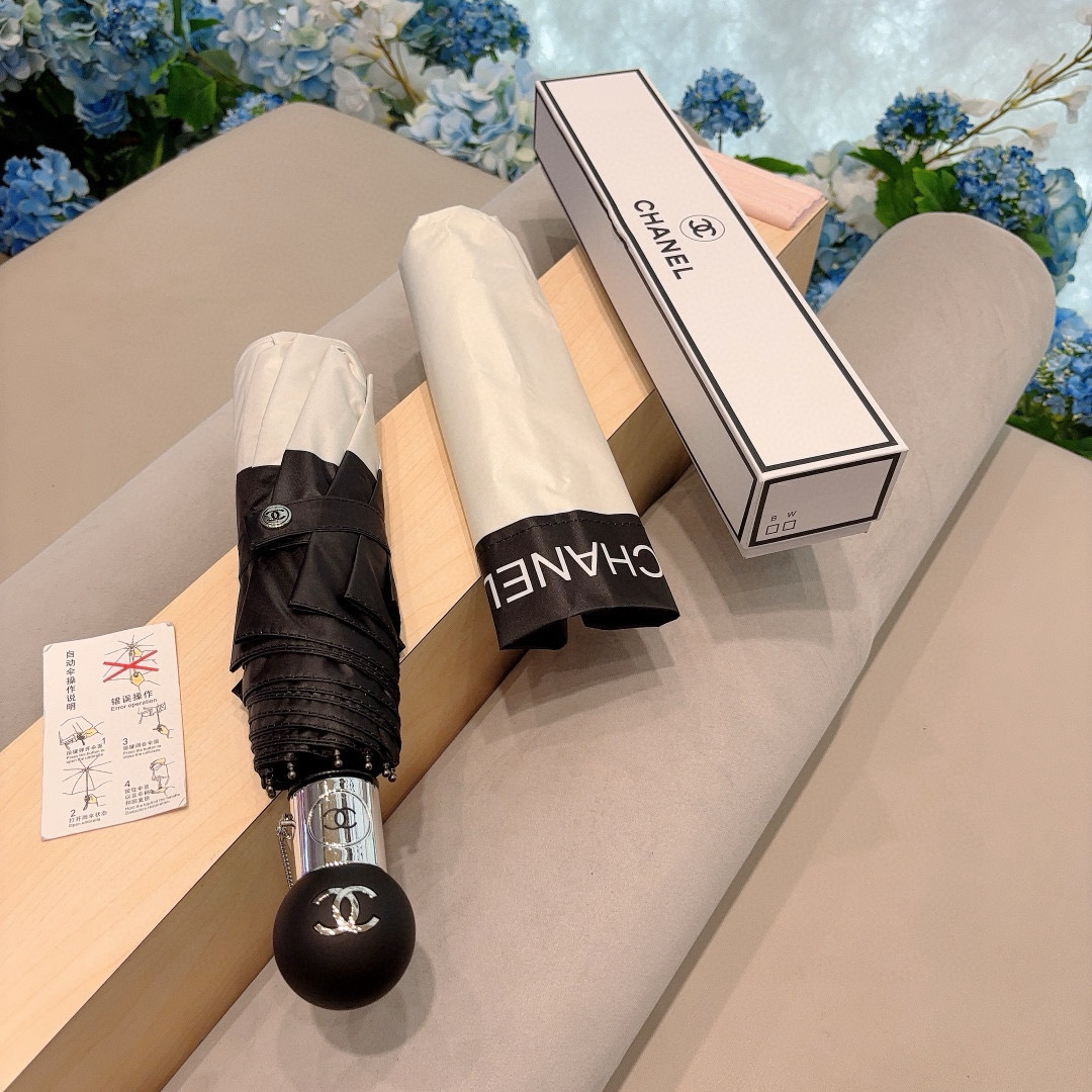  CHANEL（香奈儿）三折自动折叠晴雨伞 选用台湾进口UV防紫外线伞布 原单代工级品质 2色