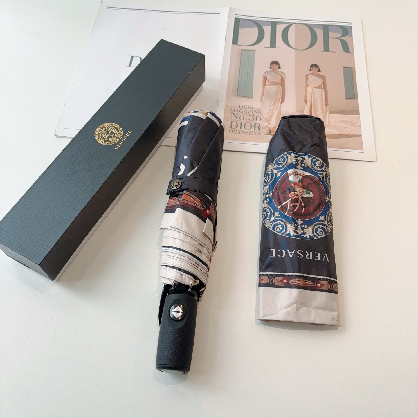  范思哲（VERSACE）新款 三折自动折叠晴雨伞 年度最新火爆单品  原单代工级品质 第一代210T碰
