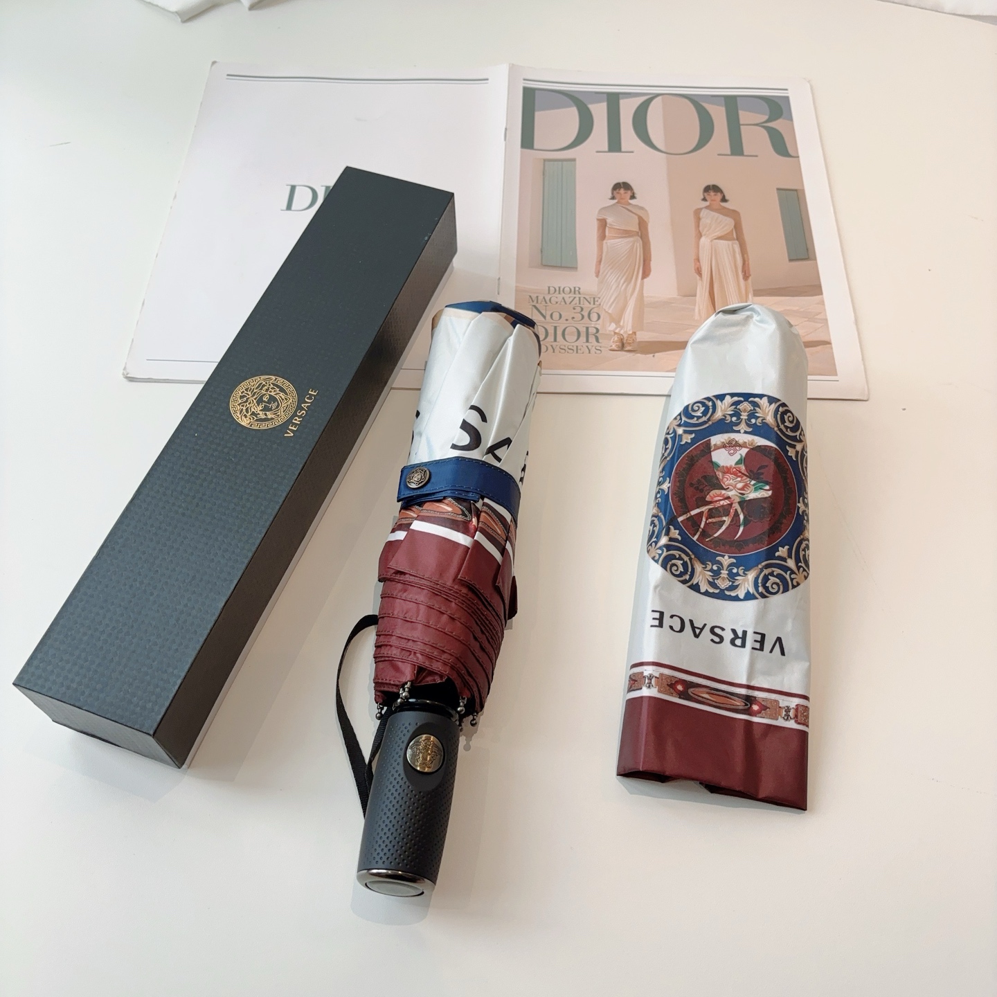  范思哲（VERSACE）新款 三折自动折叠晴雨伞 年度最新火爆单品  原单代工级品质 第一代210T碰