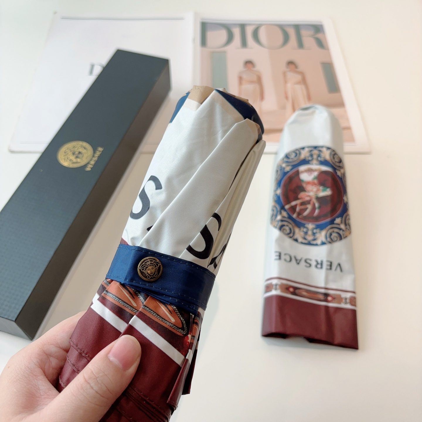  范思哲（VERSACE）新款 三折自动折叠晴雨伞 年度最新火爆单品  原单代工级品质 第一代210T碰