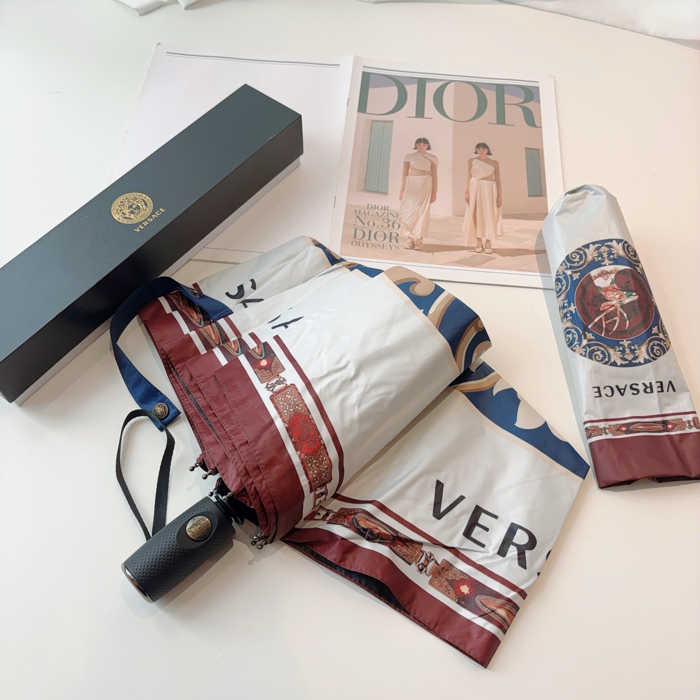  范思哲（VERSACE）新款 三折自动折叠晴雨伞 年度最新火爆单品  原单代工级品质 第一代210T碰