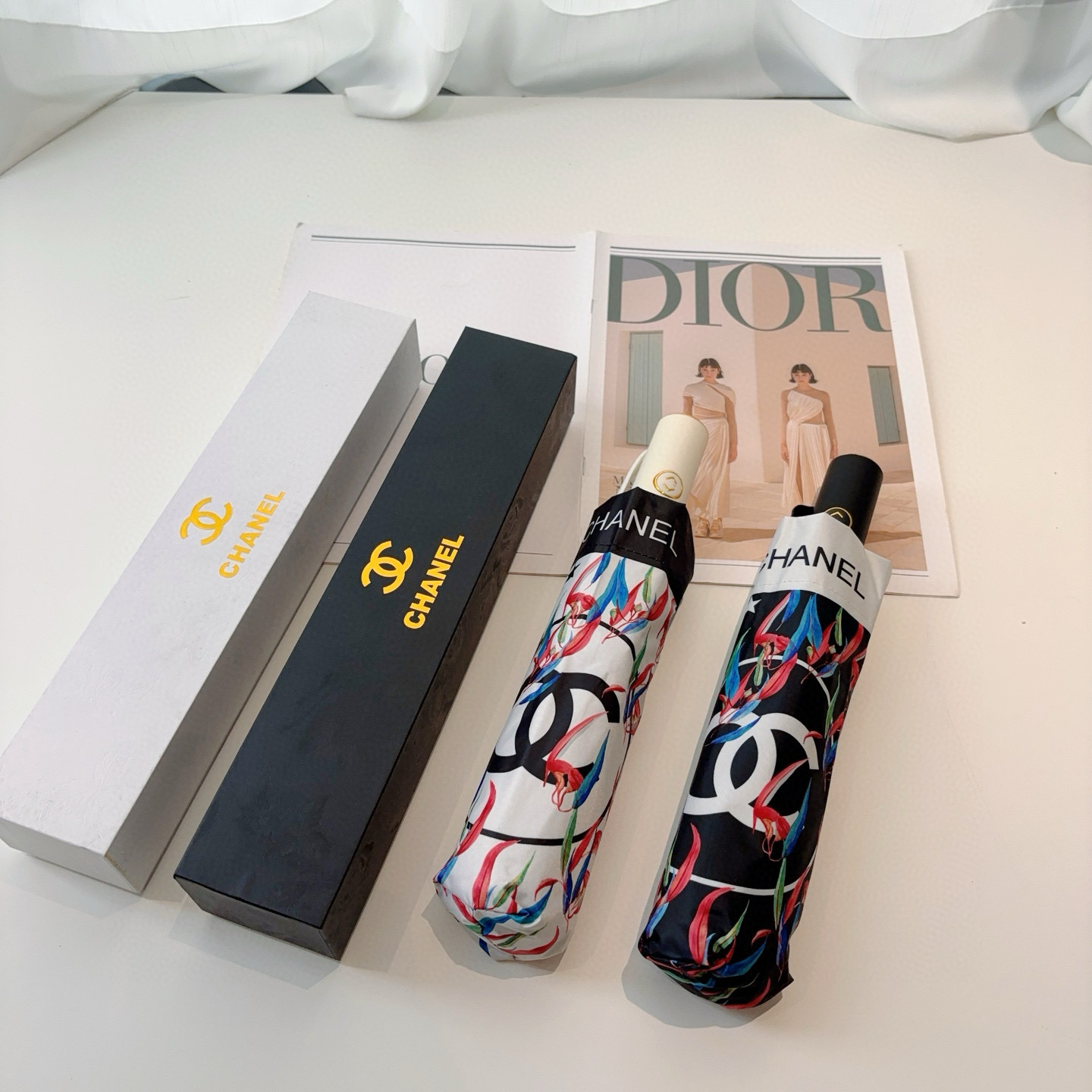  CHANEL（香奈儿）三折自动折叠晴雨伞 选用台湾进口UV防紫外线伞布 原单代工级品质 