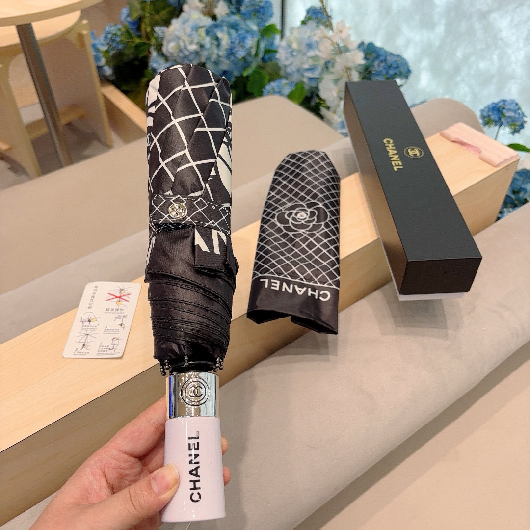  CHANEL（香奈儿）三折自动折叠晴雨伞 选用台湾进口UV防紫外线伞布 原单代工级品质 