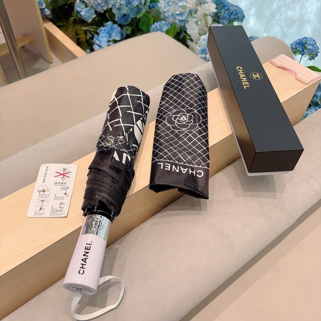  CHANEL（香奈儿）三折自动折叠晴雨伞 选用台湾进口UV防紫外线伞布 原单代工级品质 