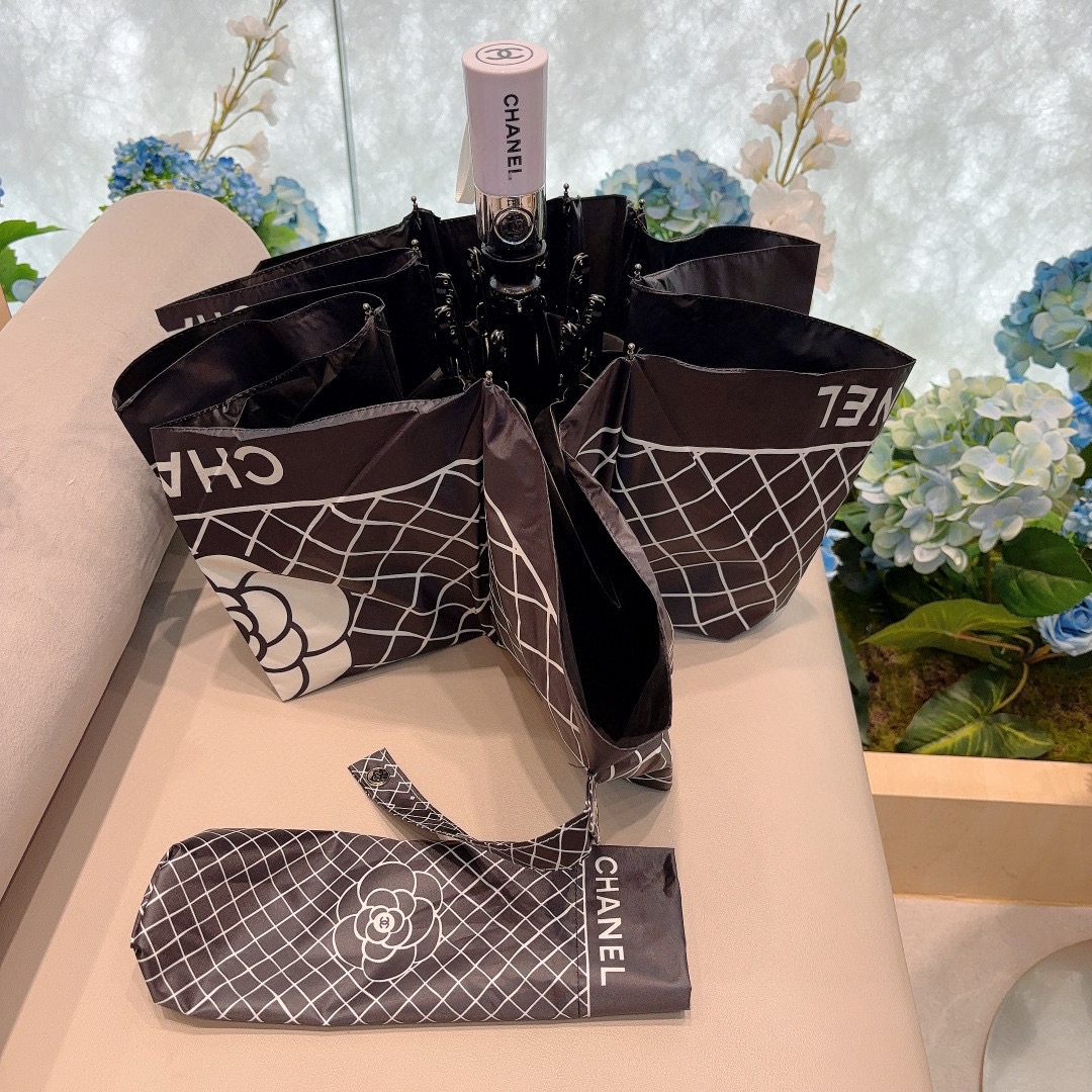 CHANEL（香奈儿）三折自动折叠晴雨伞 选用台湾进口UV防紫外线伞布 原单代工级品质 