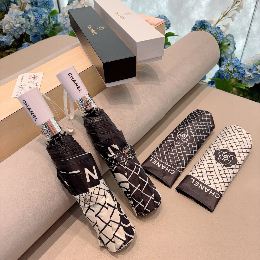  CHANEL（香奈儿）三折自动折叠晴雨伞 选用台湾进口UV防紫外线伞布 原单代工级品质 
