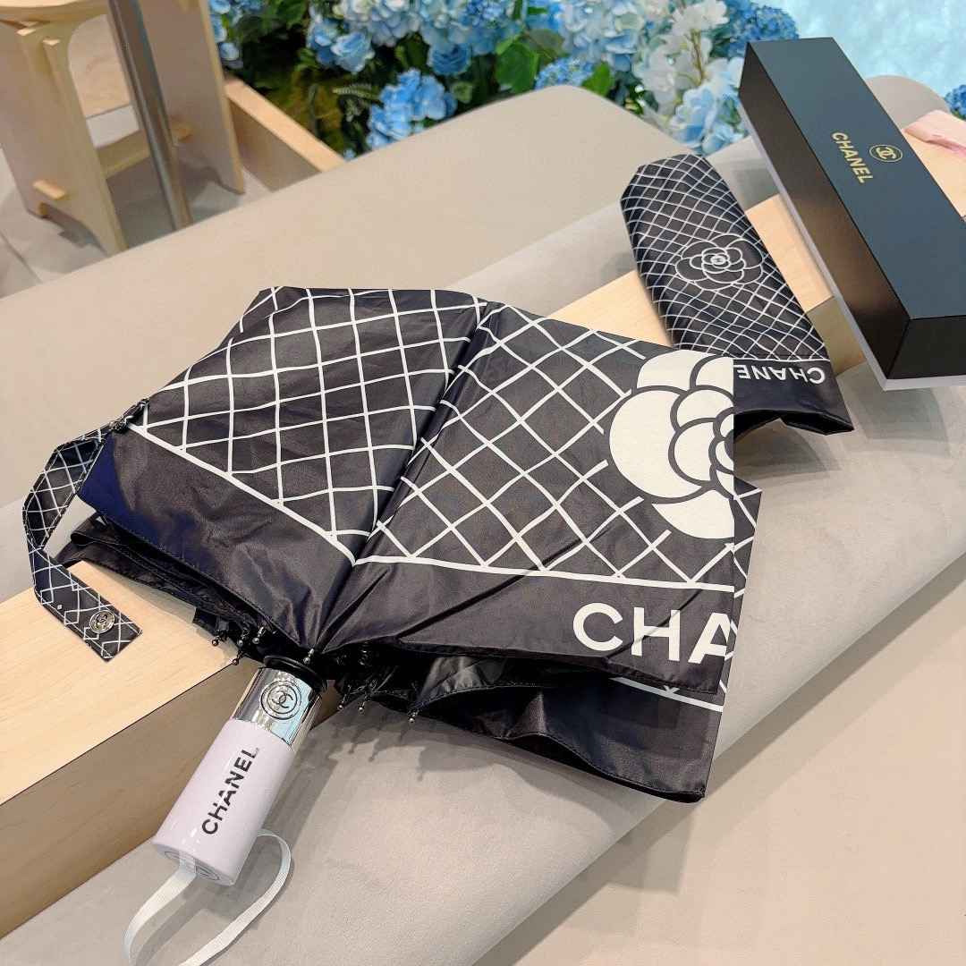  CHANEL（香奈儿）三折自动折叠晴雨伞 选用台湾进口UV防紫外线伞布 原单代工级品质 