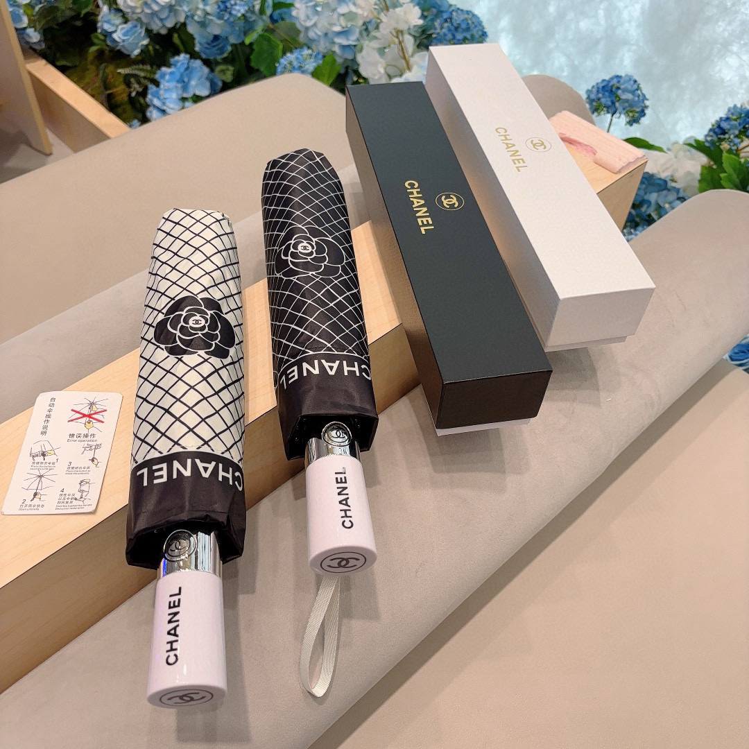  CHANEL（香奈儿）三折自动折叠晴雨伞 选用台湾进口UV防紫外线伞布 原单代工级品质 