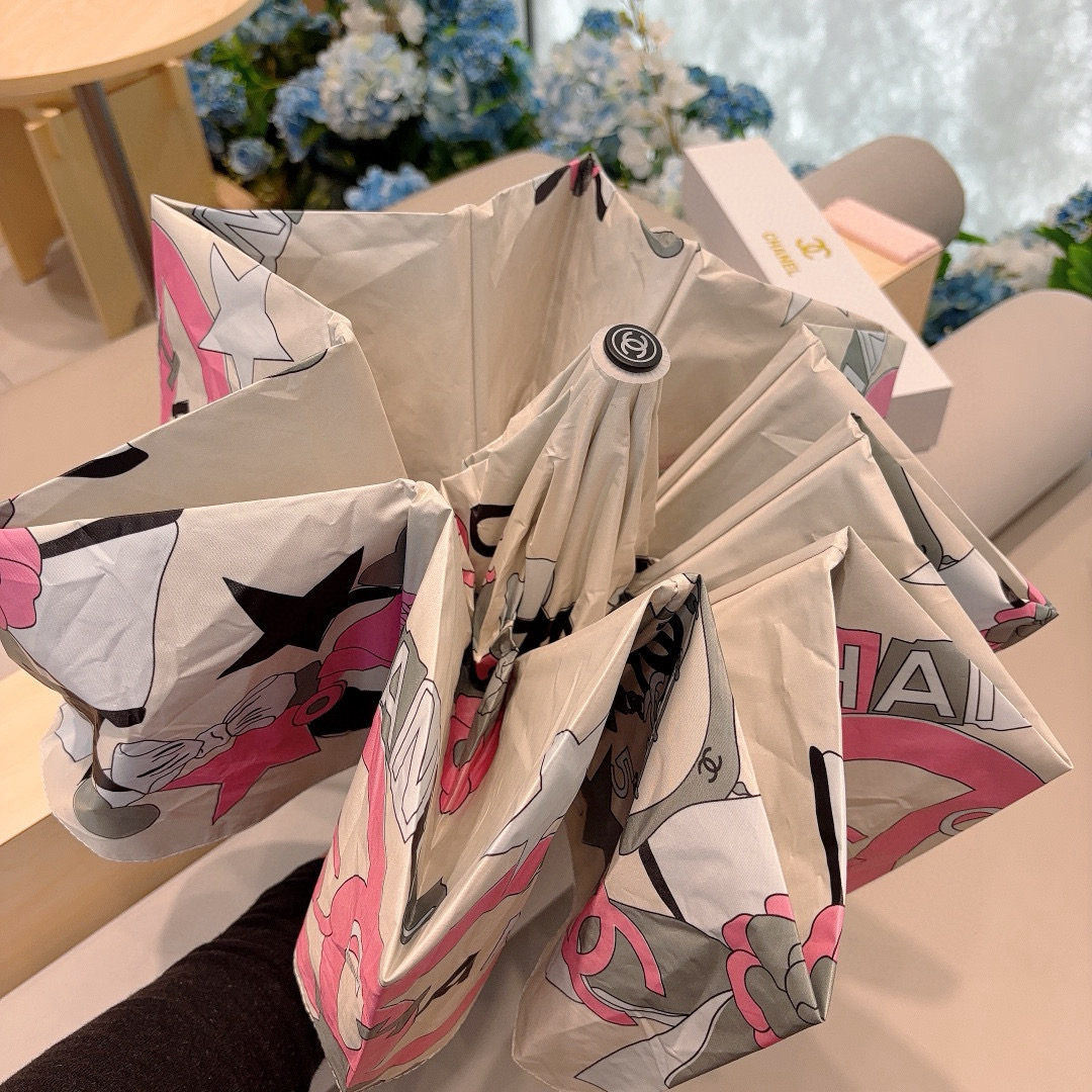  CHANEL（香奈儿）三折自动折叠晴雨伞 选用台湾进口UV防紫外线伞布 原单代工级品质 
