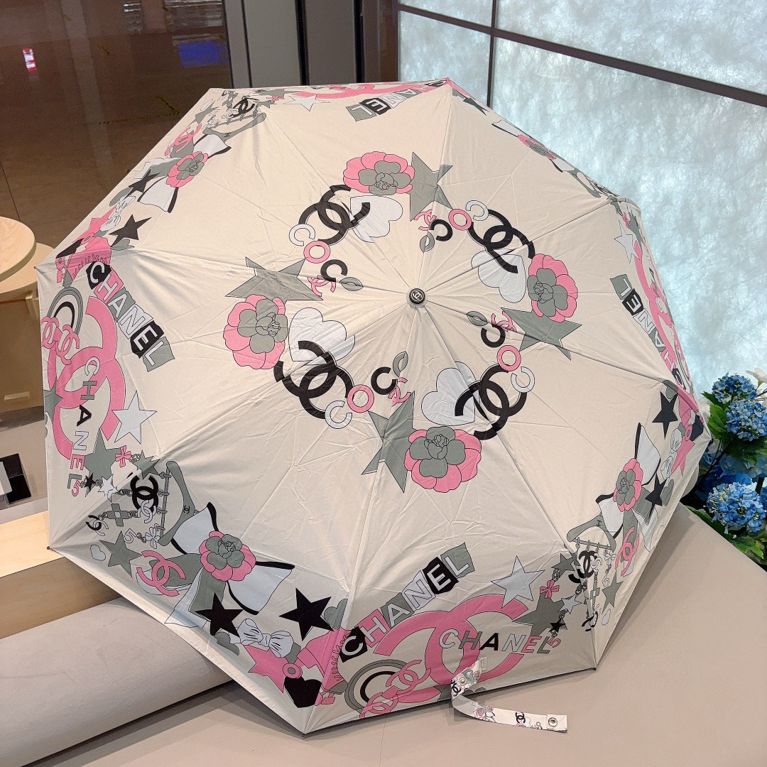  CHANEL（香奈儿）三折自动折叠晴雨伞 选用台湾进口UV防紫外线伞布 原单代工级品质 
