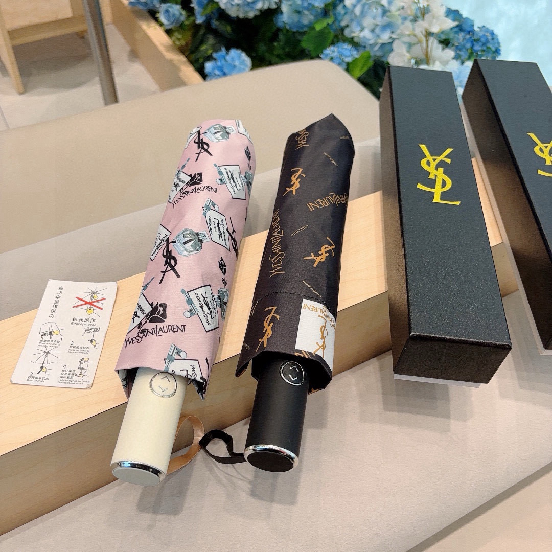  YSL 圣罗兰（Yves Saint Laurent）渐变 三折全自动折叠晴雨伞 超有女人味的新款 采