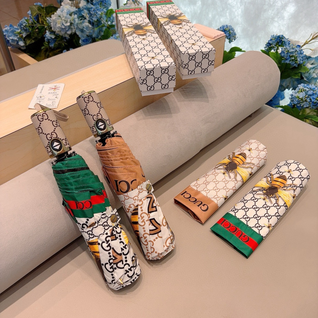  GUCCI古奇 三折自动折叠晴雨伞  时尚原单代工品质 细节精致 看得见的品质 打破一成不变 色泽纯正