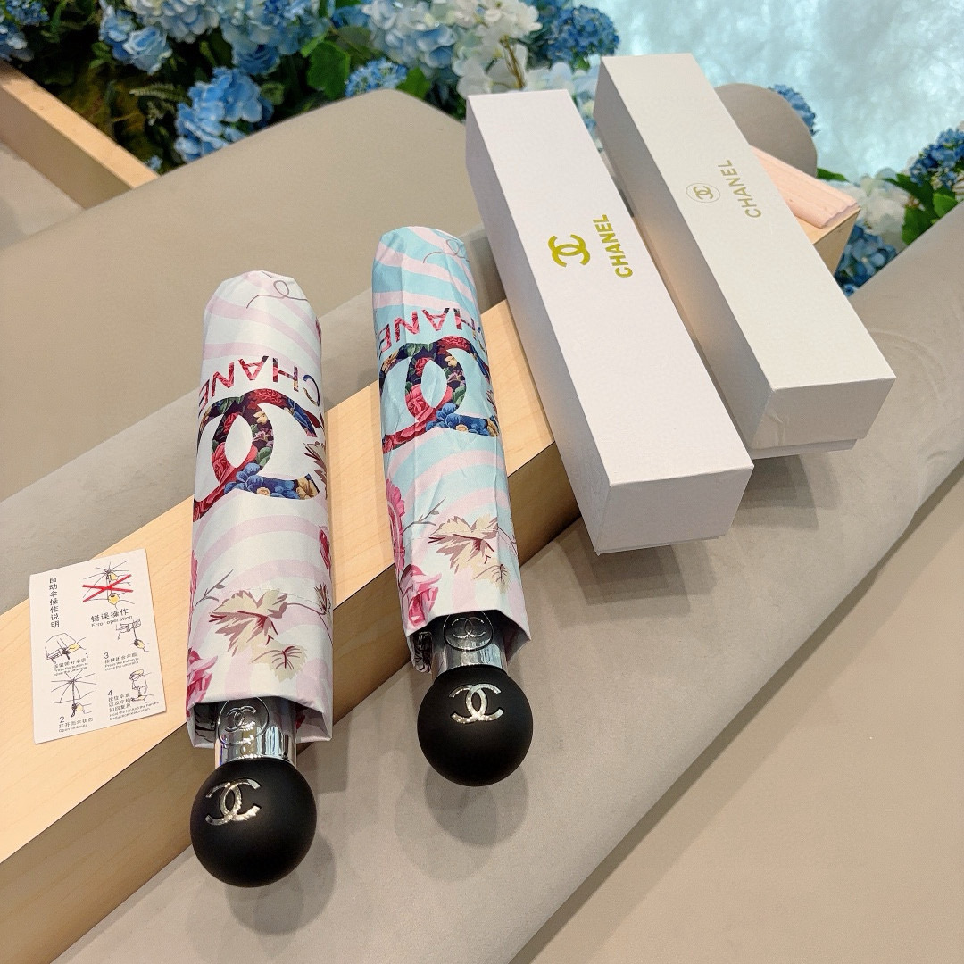  CHANEL（香奈儿）棒棒糖🍭三折自动折叠晴雨伞 选用台湾进口UV防紫外线伞布 原单代工级品质  🌹2