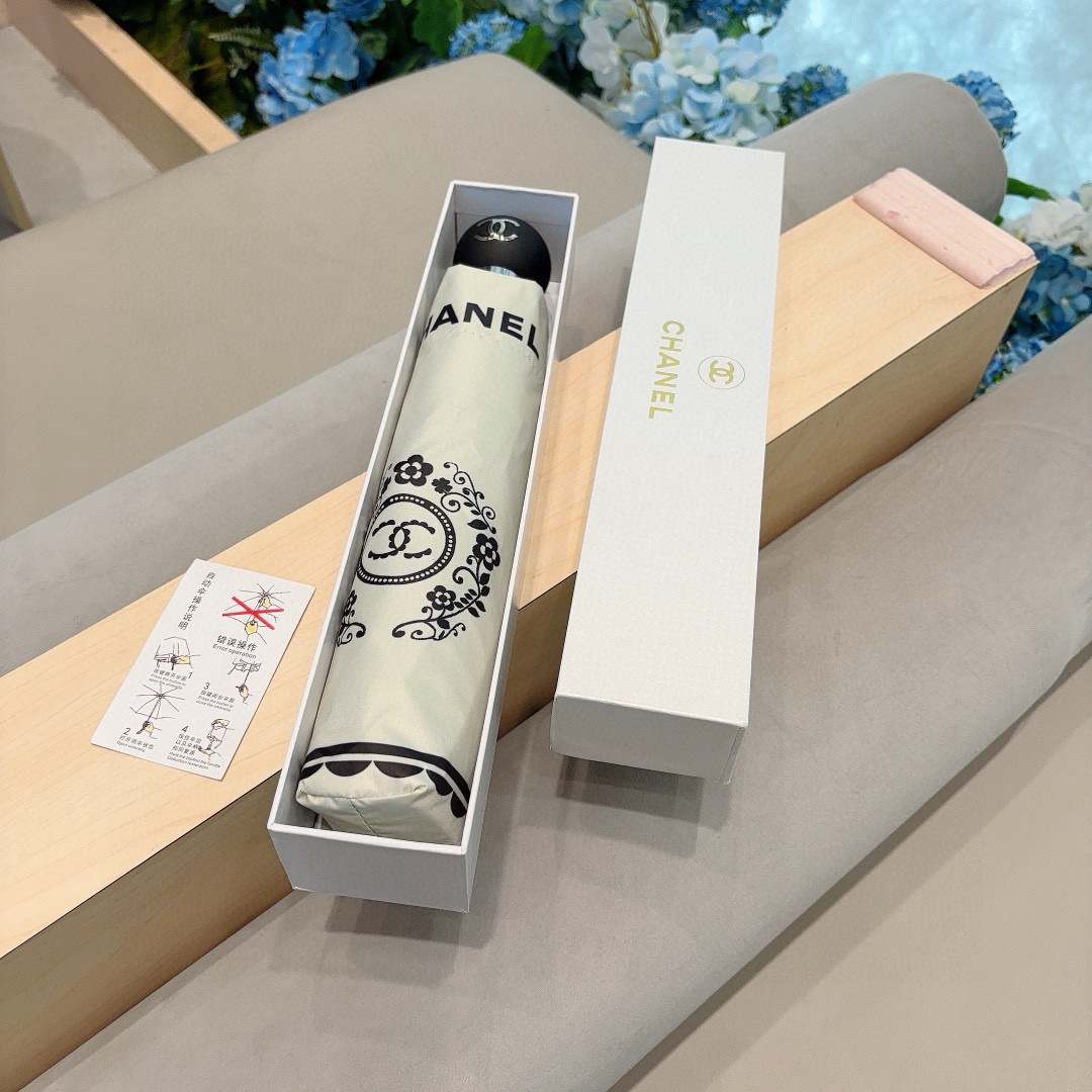  CHANEL（香奈儿）三折自动折叠晴雨伞 选用台湾进口UV防紫外线伞布 原单代工级品质 