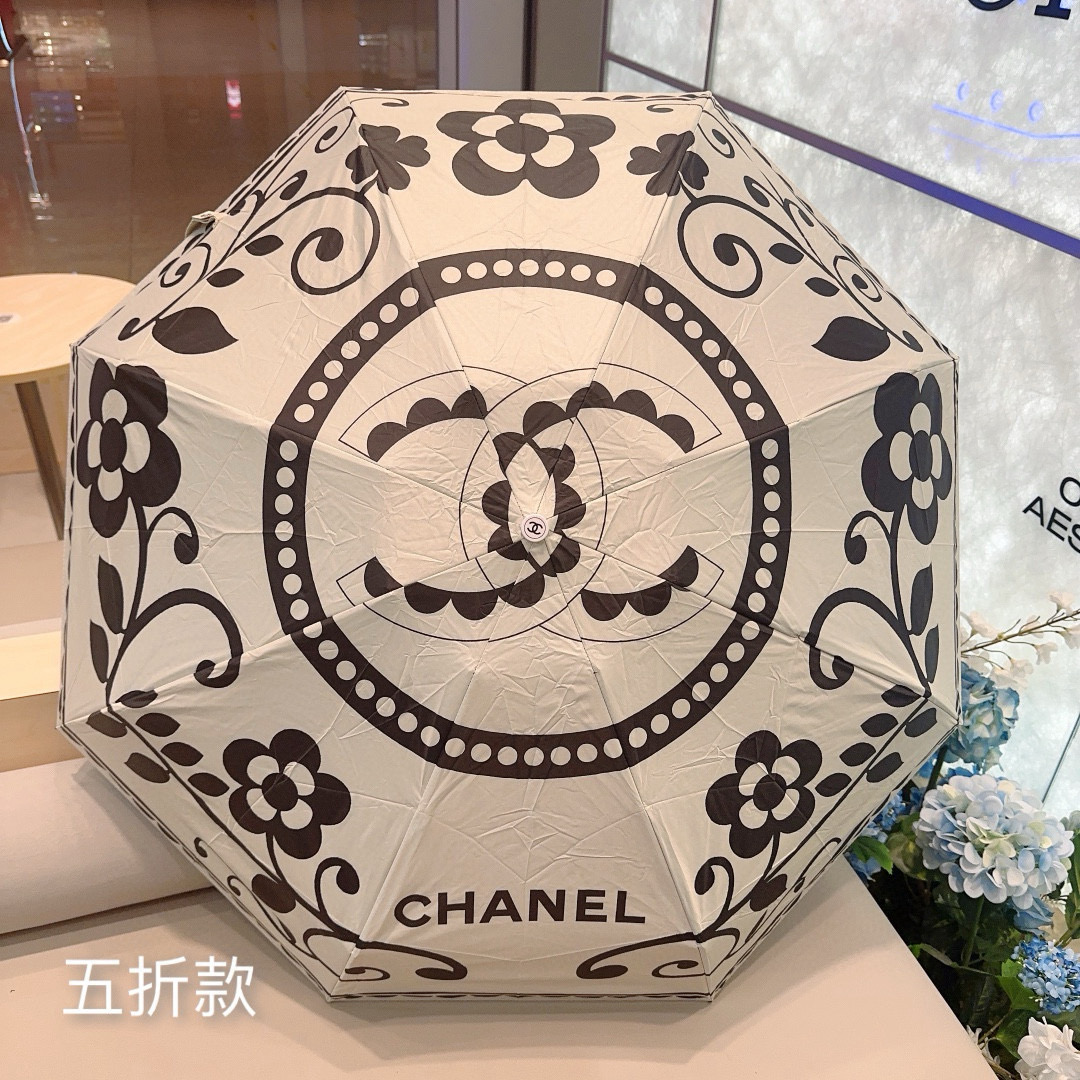  CHANEL（香奈儿）五折手动折叠晴雨伞 选用台 湾进口UV防紫外线伞布 原单代工级品质  🌹2色