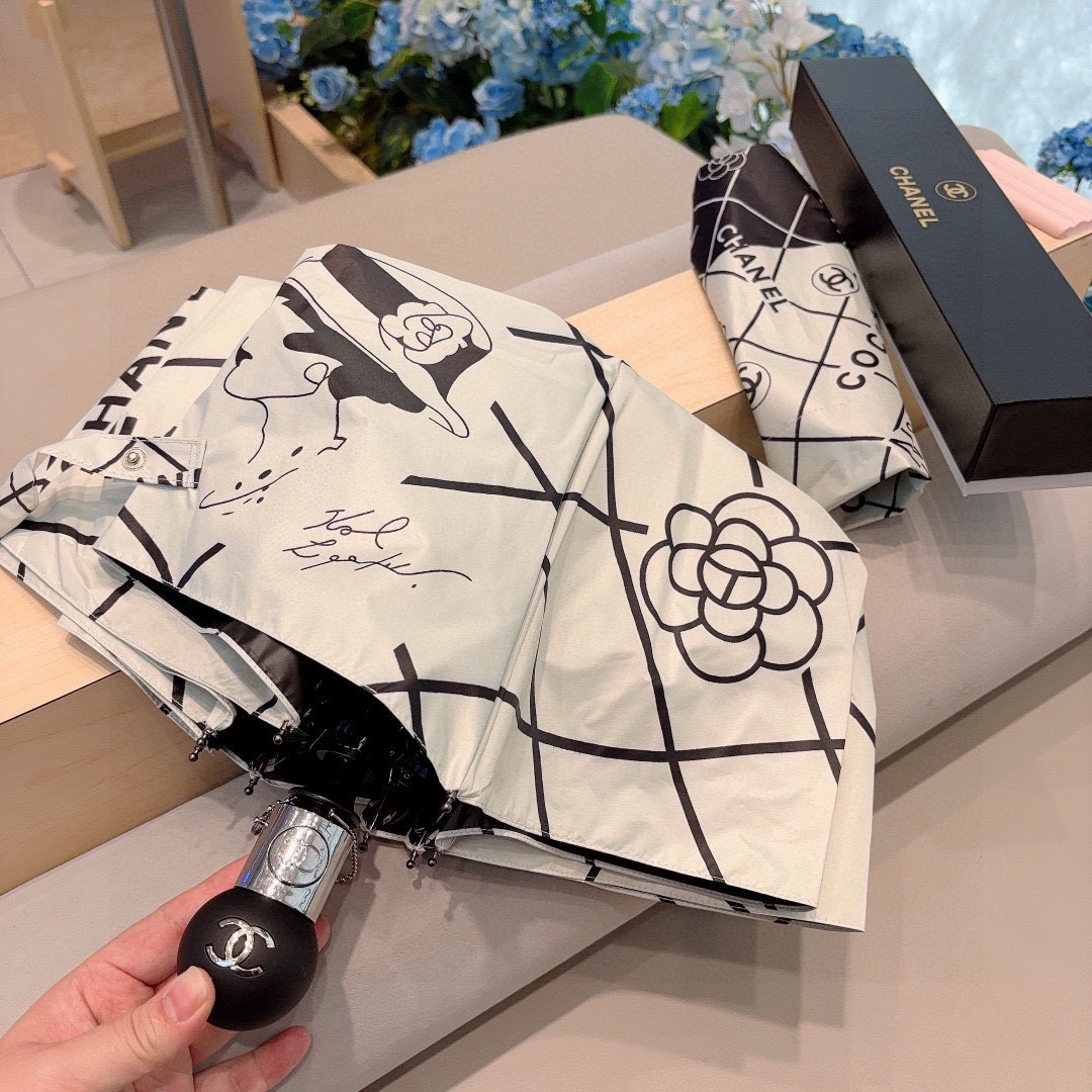  CHANEL（香奈儿）三折自动折叠晴雨伞 选用台湾进口UV防紫外线伞布 原单代工级品质 