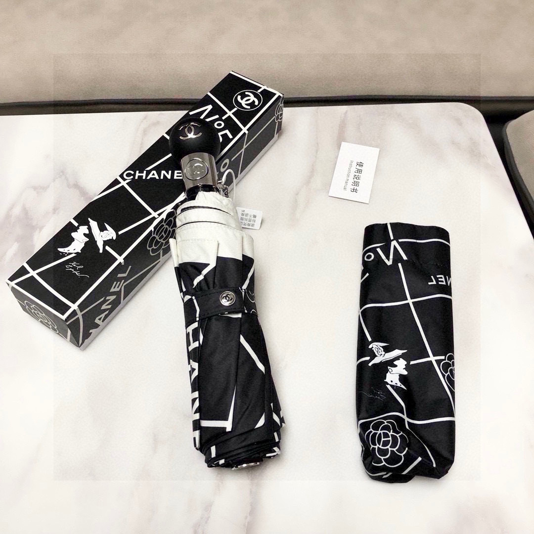  CHANEL（香奈儿）三折自动折叠晴雨伞 选用台湾进口UV防紫外线伞布 原单代工级品质 