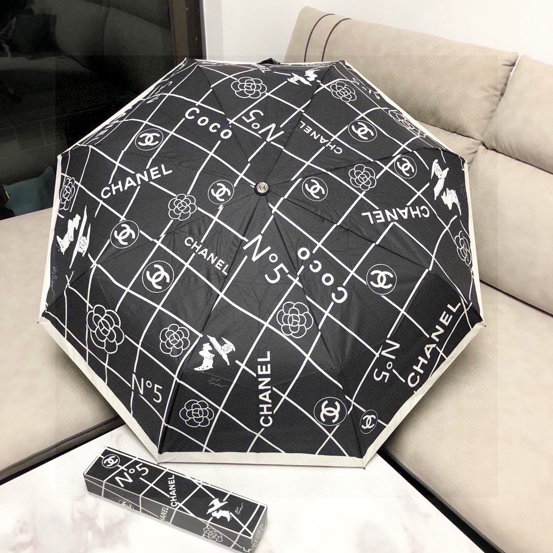  CHANEL（香奈儿）三折自动折叠晴雨伞 选用台湾进口UV防紫外线伞布 原单代工级品质 