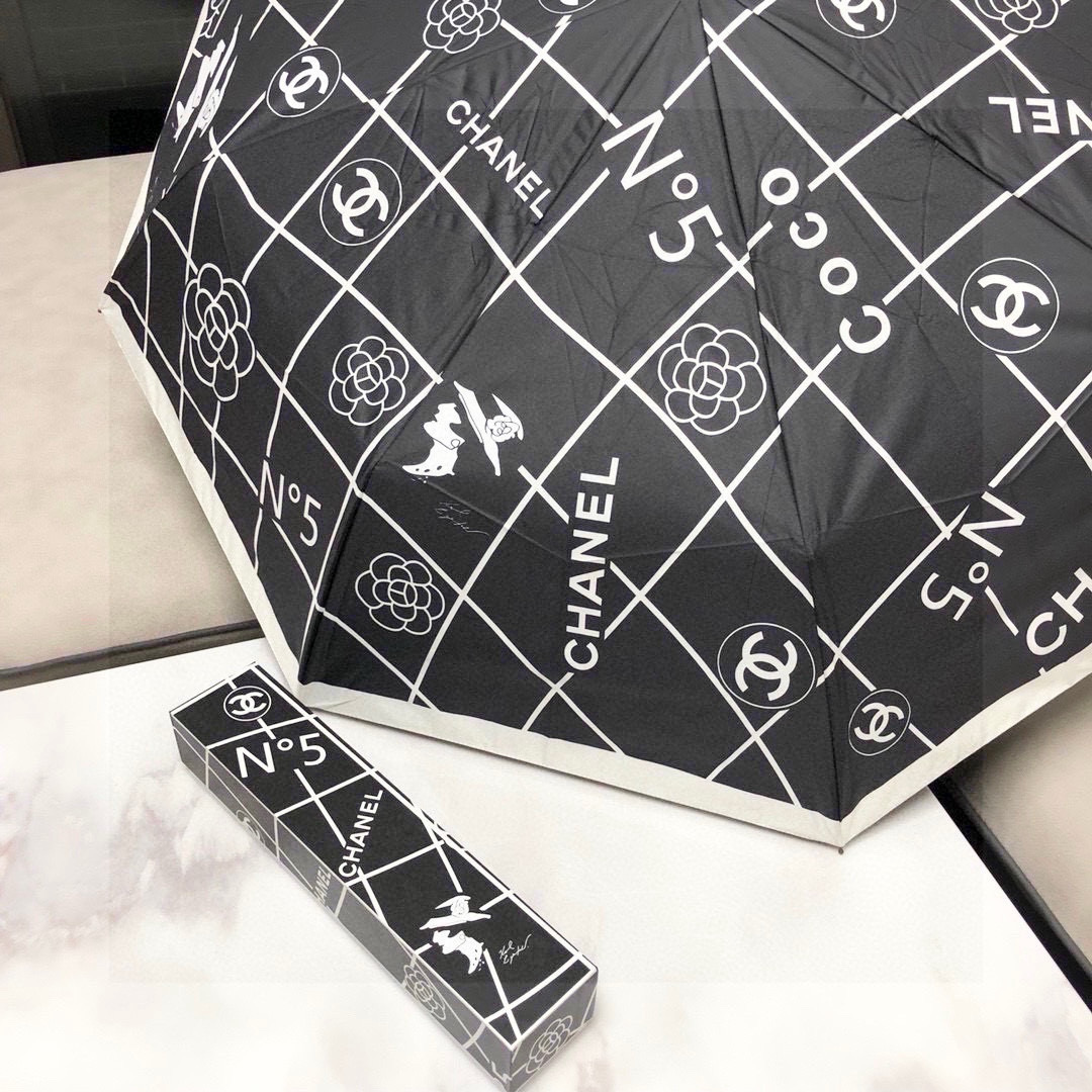  CHANEL（香奈儿）三折自动折叠晴雨伞 选用台湾进口UV防紫外线伞布 原单代工级品质 