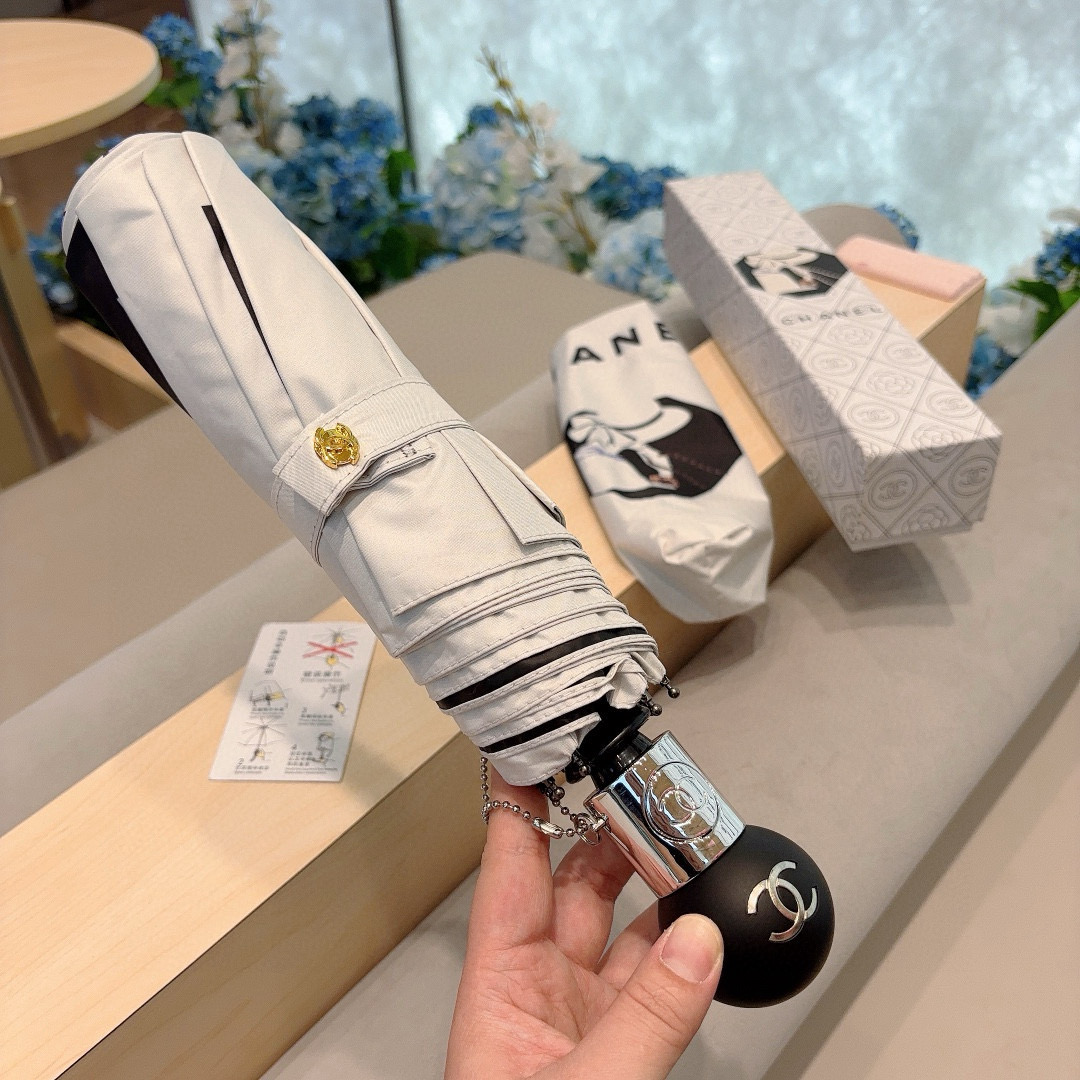  CHANEL（香奈儿）三折自动折叠晴雨伞 选用台湾进口UV防紫外线伞布 原单代工级品质 