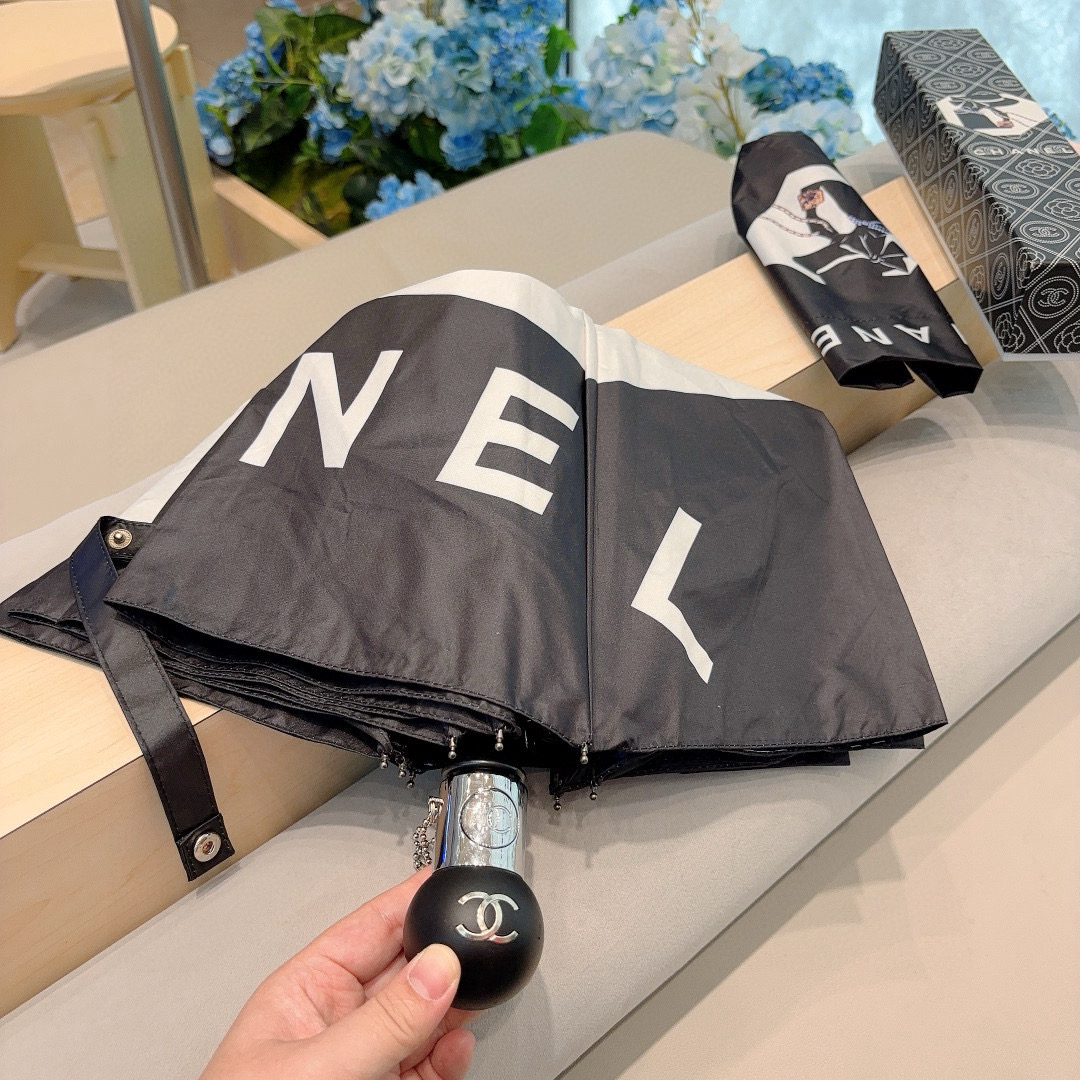  CHANEL（香奈儿）三折自动折叠晴雨伞 选用台湾进口UV防紫外线伞布 原单代工级品质 