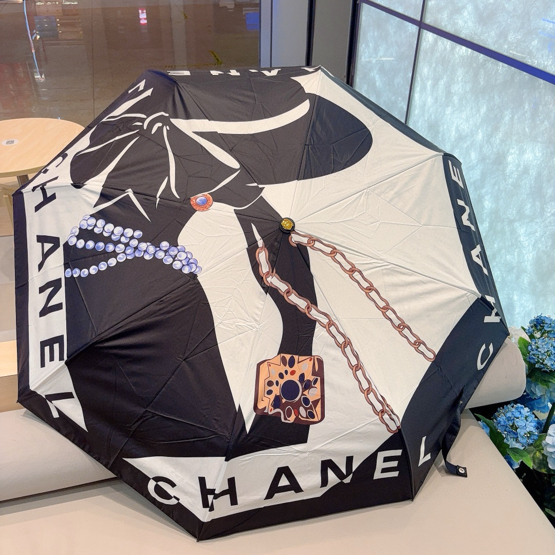  CHANEL（香奈儿）三折自动折叠晴雨伞 选用台湾进口UV防紫外线伞布 原单代工级品质 