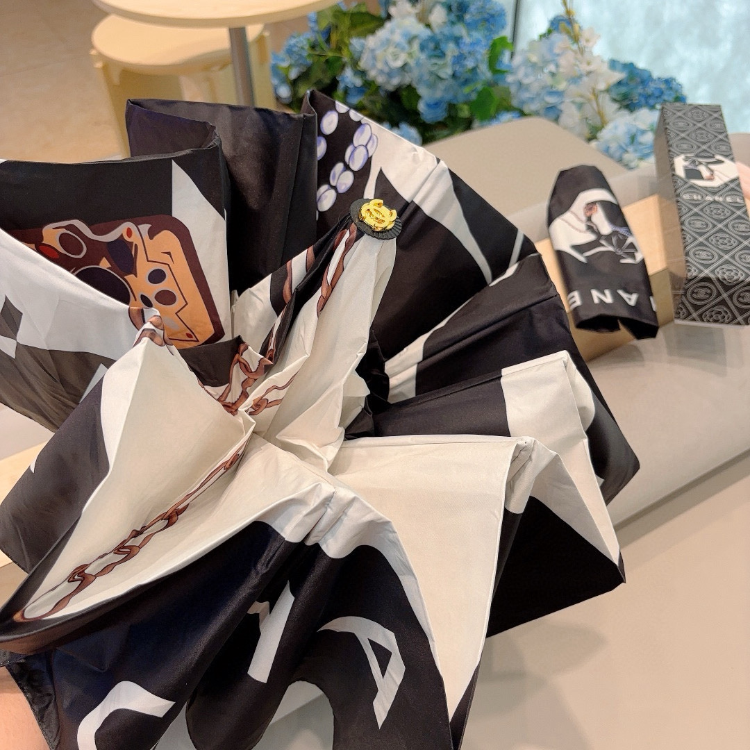  CHANEL（香奈儿）三折自动折叠晴雨伞 选用台湾进口UV防紫外线伞布 原单代工级品质 
