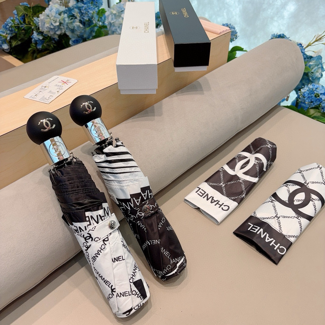  CHANEL（香奈儿）三折自动折叠晴雨伞 选用台湾进口UV防紫外线伞布 原单代工级品质 