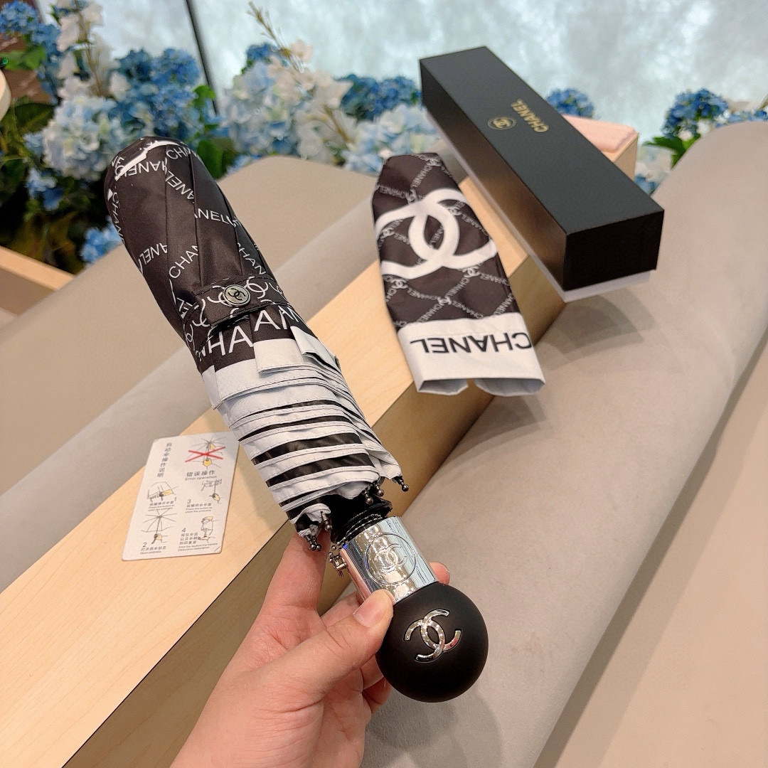  CHANEL（香奈儿）三折自动折叠晴雨伞 选用台湾进口UV防紫外线伞布 原单代工级品质 