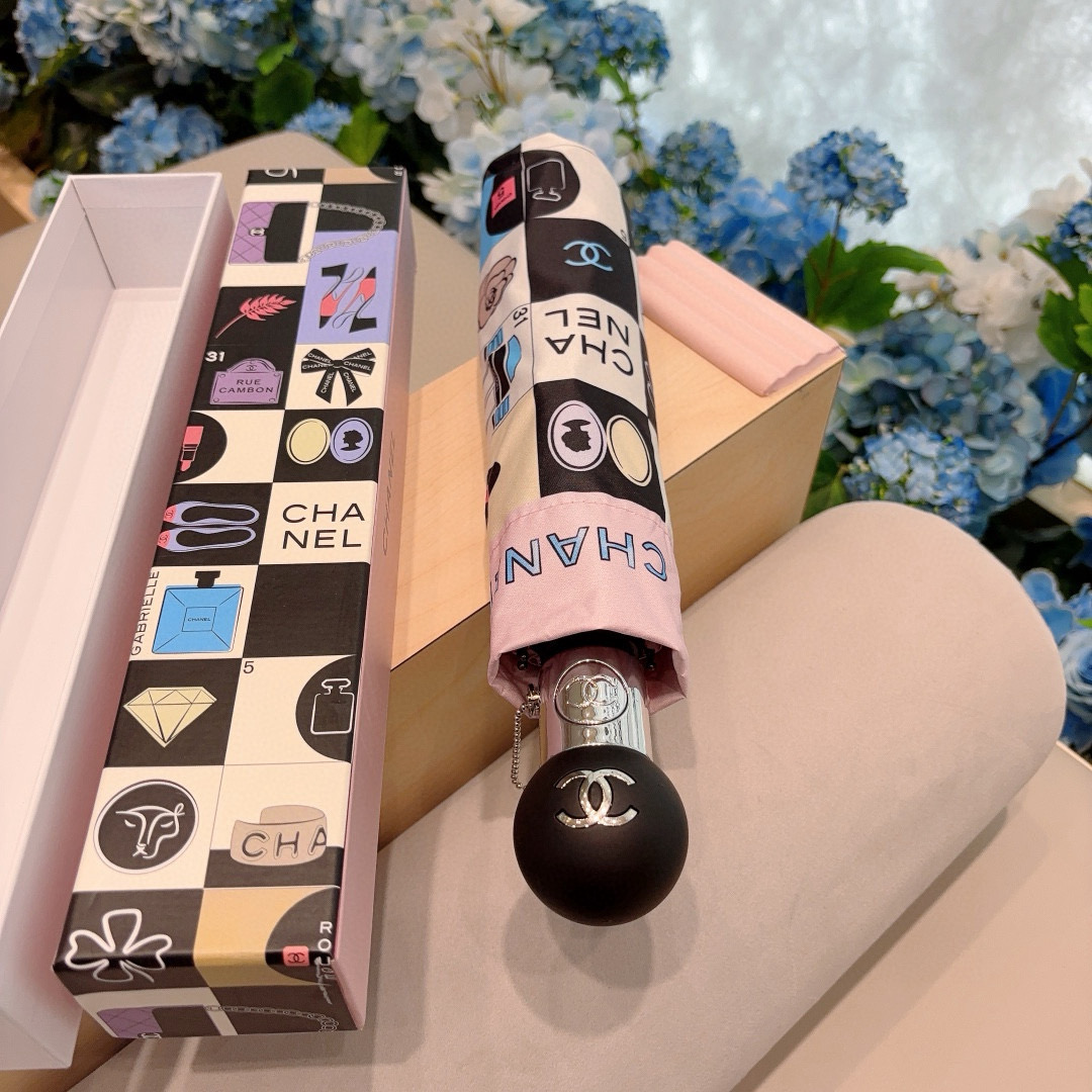 CHANEL（香奈儿）三折自动折叠晴雨伞 选用台湾进口UV防紫外线伞布 原单代工级品质 