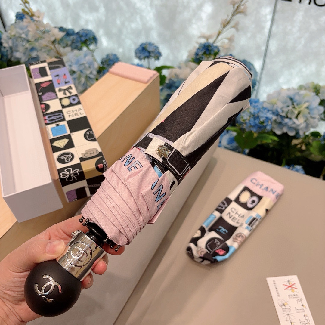  CHANEL（香奈儿）三折自动折叠晴雨伞 选用台湾进口UV防紫外线伞布 原单代工级品质 