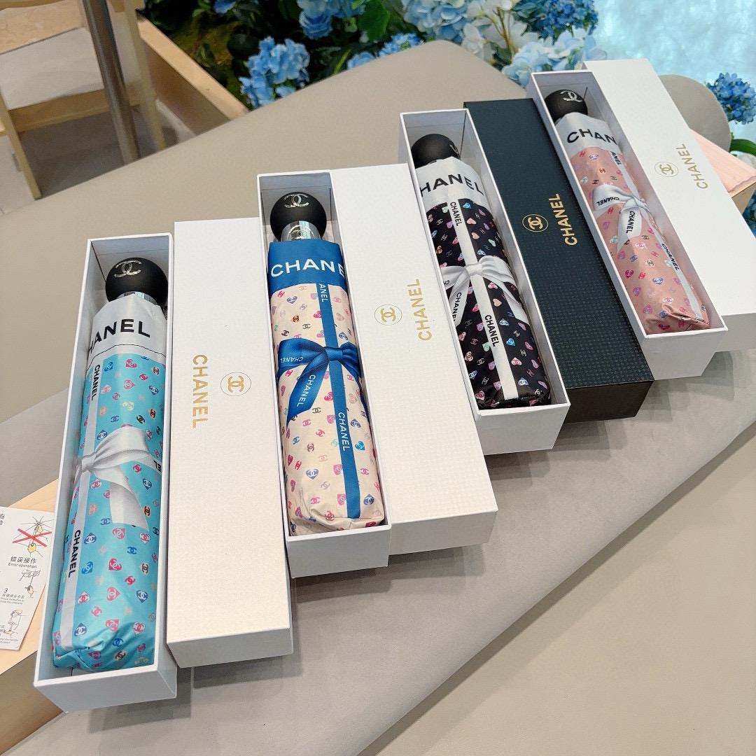  CHANEL（香奈儿）三折自动折叠晴雨伞 选用台湾进口UV防紫外线伞布 原单代工级品质 