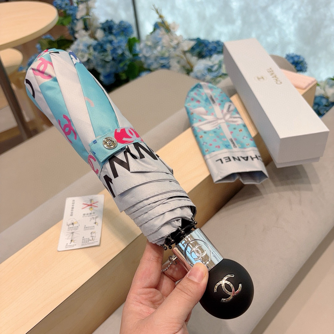  CHANEL（香奈儿）三折自动折叠晴雨伞 选用台湾进口UV防紫外线伞布 原单代工级品质 
