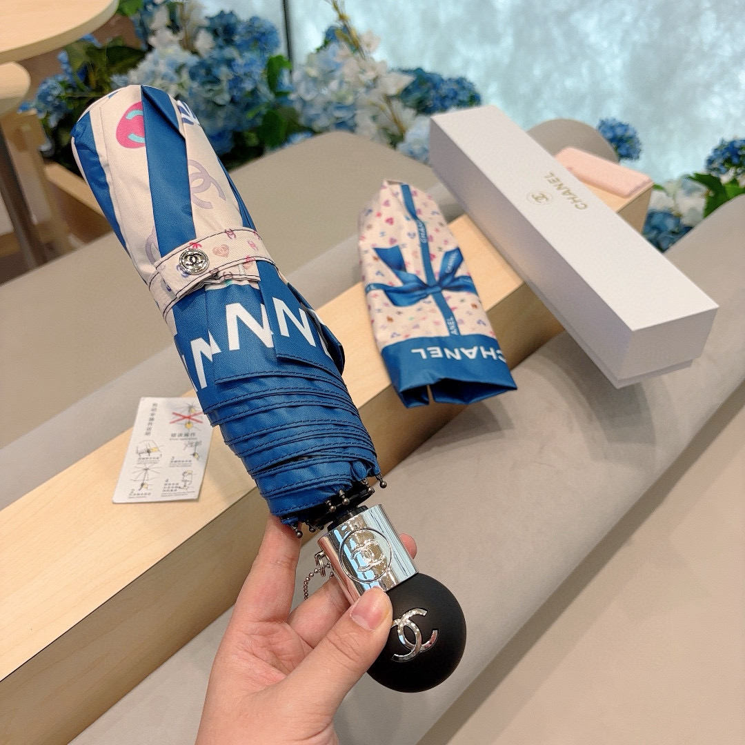  CHANEL（香奈儿）三折自动折叠晴雨伞 选用台湾进口UV防紫外线伞布 原单代工级品质 