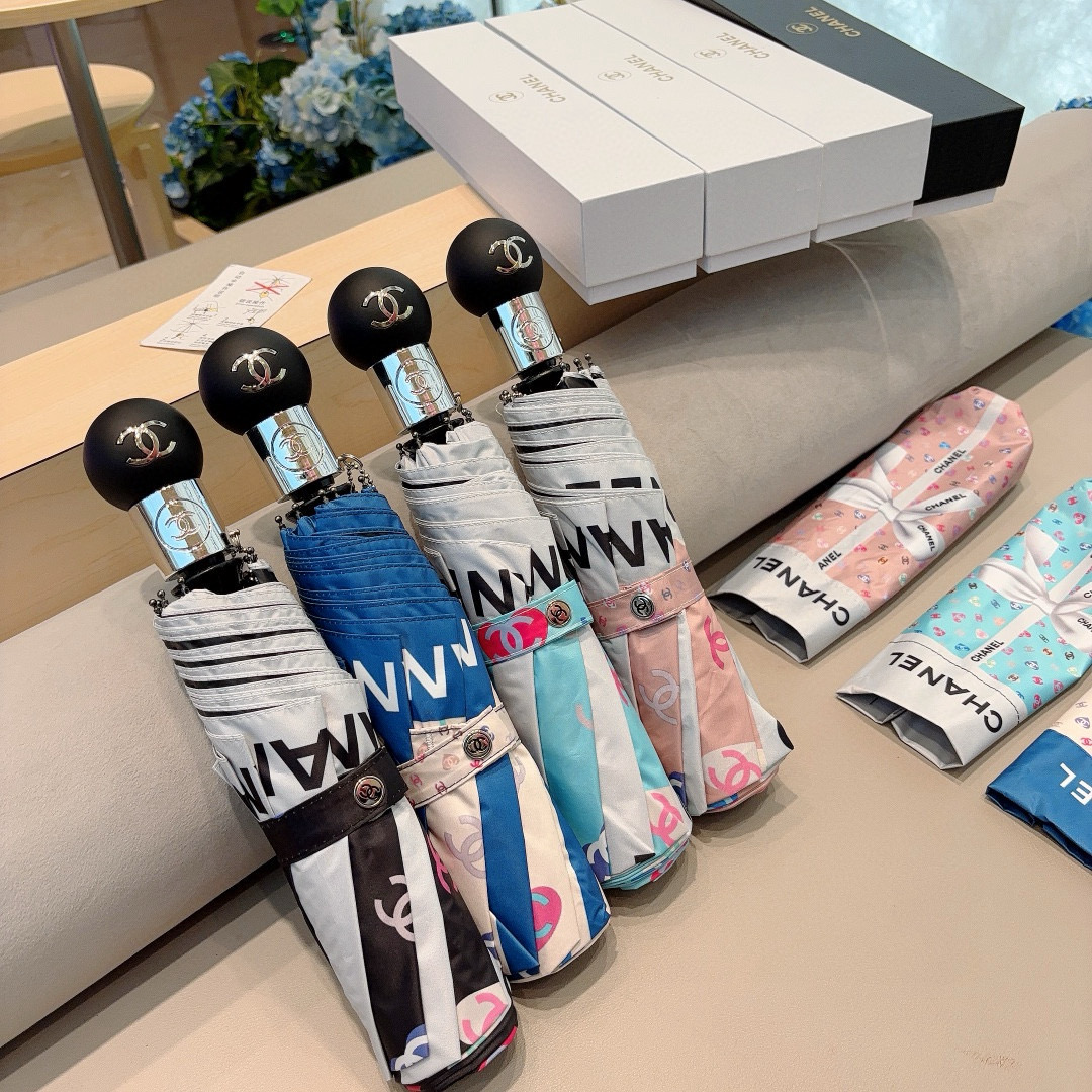  CHANEL（香奈儿）三折自动折叠晴雨伞 选用台湾进口UV防紫外线伞布 原单代工级品质 