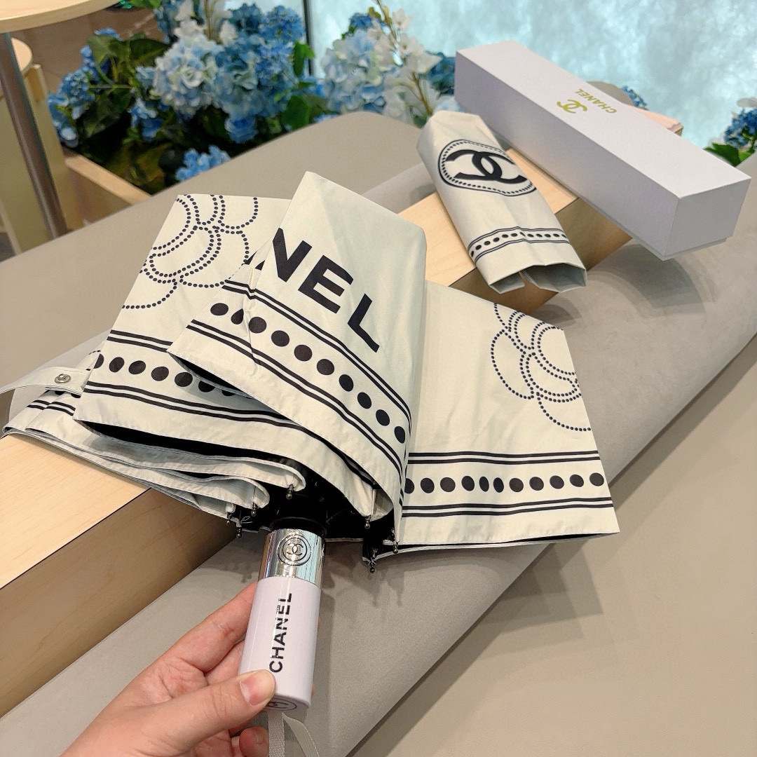  CHANEL（香奈儿）三折自动折叠晴雨伞 选用台湾进口UV防紫外线伞布 原单代工级品质 