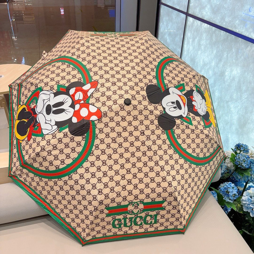  GUCCI（古奇）新款 三折自动折叠晴雨伞 选用台湾进口UV防紫外线伞布 原单代工级品质  🌹